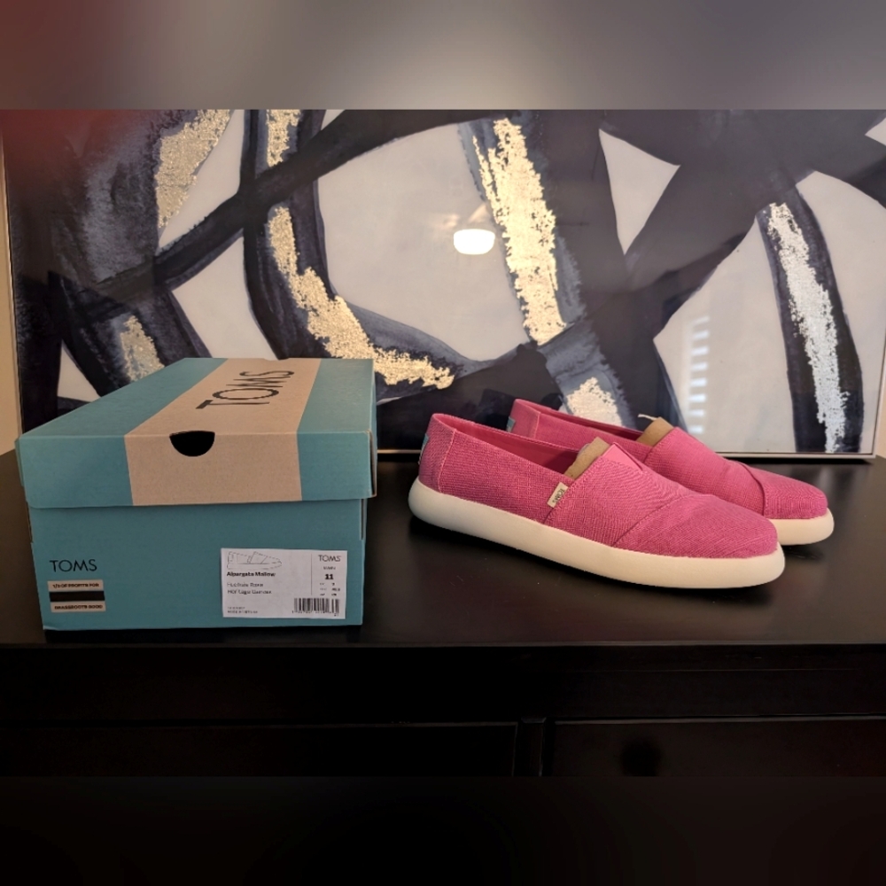 Tom's Alpargata Marshmallow Heritage, Fuchsia Rose, Sz 11